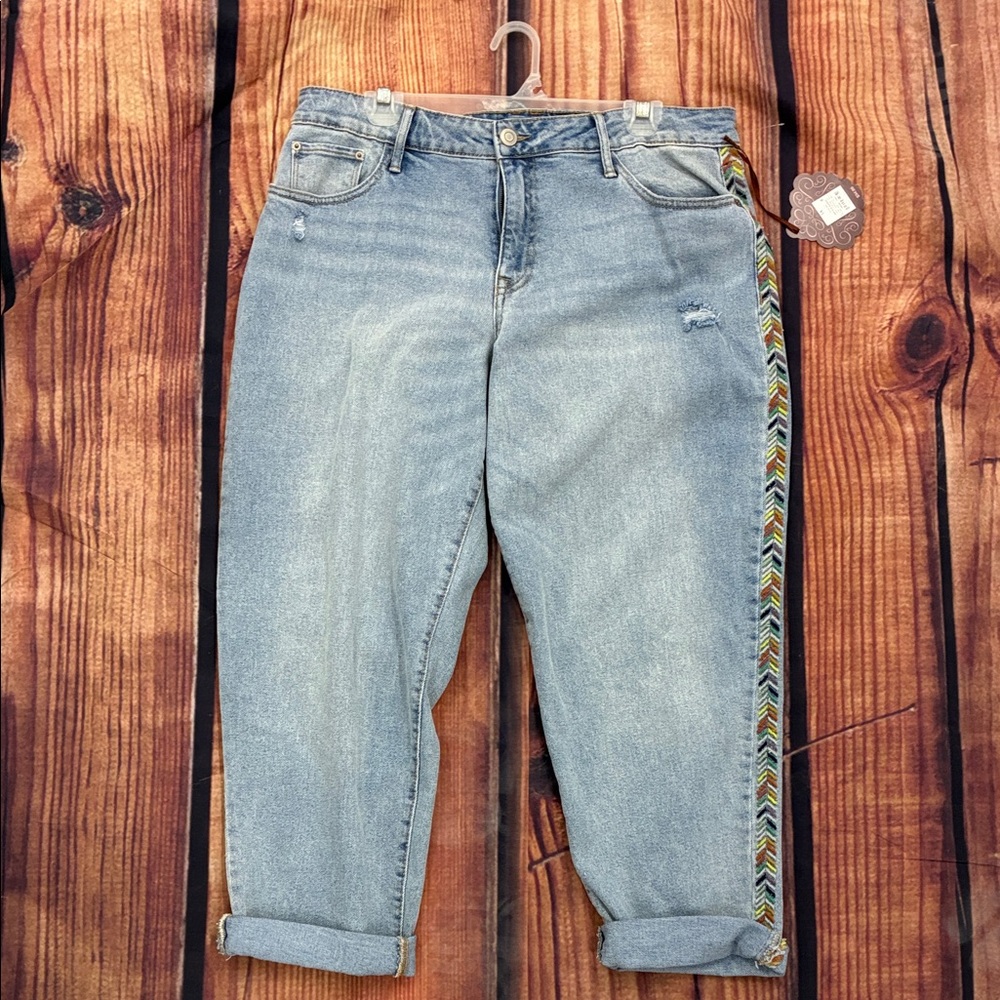 Knox Rose Light Blue Jeans with Multicolor Side Stripe
